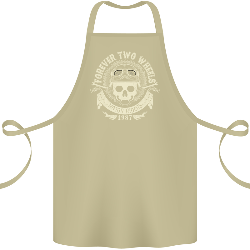 Forever Two Wheels Motorbike Biker Cotton Apron 100% Organic Khaki