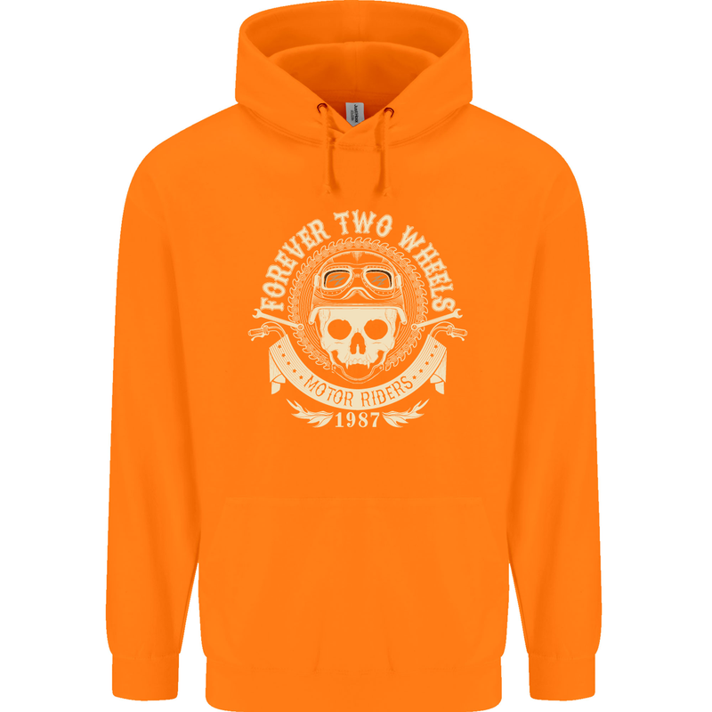 Forever Two Wheels Motorbike Biker Mens 80% Cotton Hoodie Orange