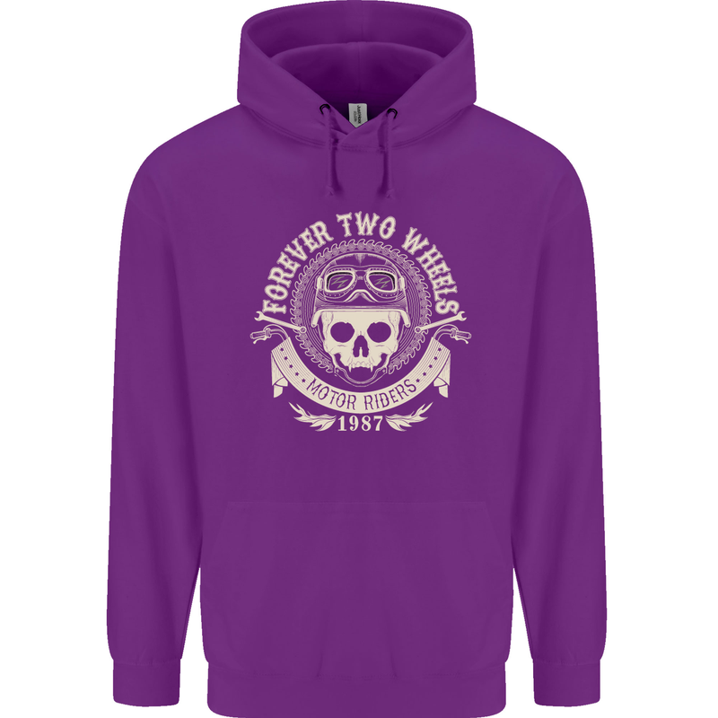 Forever Two Wheels Motorbike Biker Mens 80% Cotton Hoodie Purple