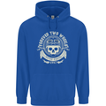 Forever Two Wheels Motorbike Biker Mens 80% Cotton Hoodie Royal Blue