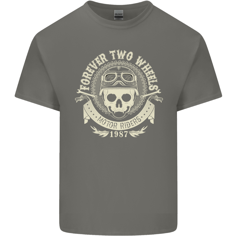 Forever Two Wheels Motorbike Biker Mens Cotton T-Shirt Tee Top Charcoal