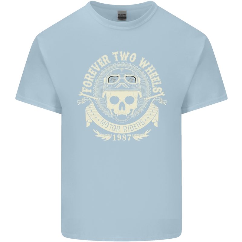 Forever Two Wheels Motorbike Biker Mens Cotton T-Shirt Tee Top Light Blue
