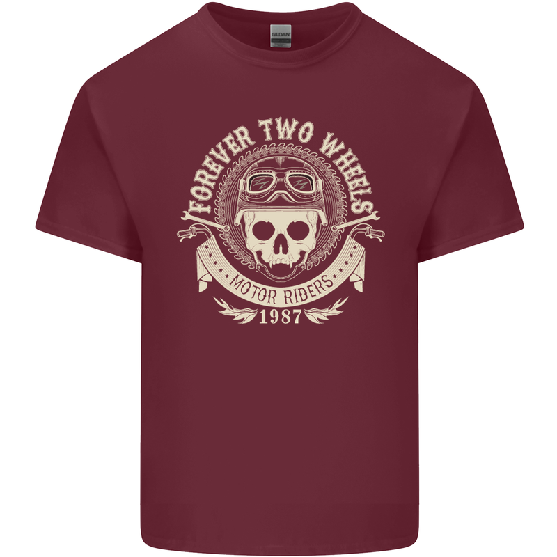 Forever Two Wheels Motorbike Biker Mens Cotton T-Shirt Tee Top Maroon