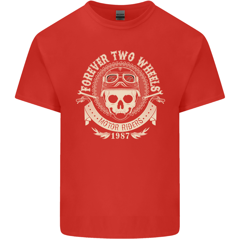 Forever Two Wheels Motorbike Biker Mens Cotton T-Shirt Tee Top Red