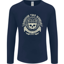 Forever Two Wheels Motorbike Biker Mens Long Sleeve T-Shirt Navy Blue