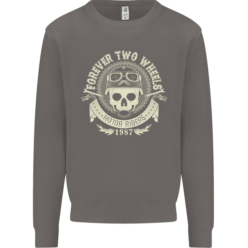 Forever Two Wheels Motorbike Biker Mens Sweatshirt Jumper Charcoal