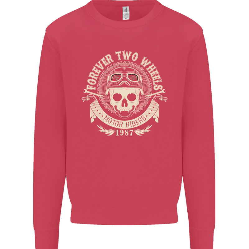 Forever Two Wheels Motorbike Biker Mens Sweatshirt Jumper Heliconia