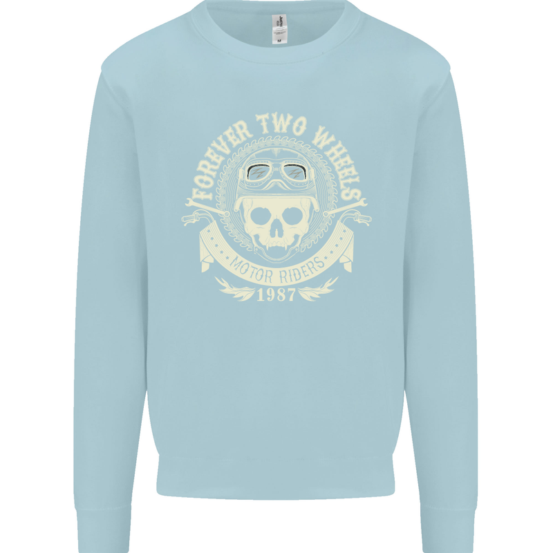 Forever Two Wheels Motorbike Biker Mens Sweatshirt Jumper Light Blue