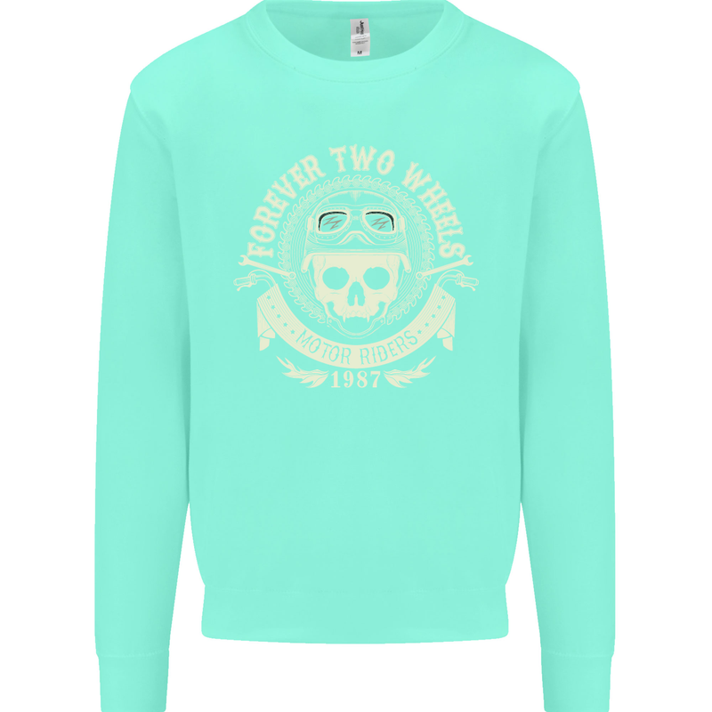 Forever Two Wheels Motorbike Biker Mens Sweatshirt Jumper Peppermint