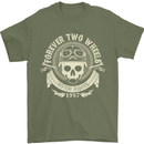 Forever Two Wheels Motorbike Biker Mens T-Shirt Cotton Gildan Military Green