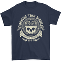 Forever Two Wheels Motorbike Biker Mens T-Shirt Cotton Gildan Navy Blue