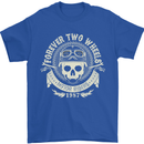 Forever Two Wheels Motorbike Biker Mens T-Shirt Cotton Gildan Royal Blue