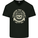 Forever Two Wheels Motorbike Biker Mens V-Neck Cotton T-Shirt Black