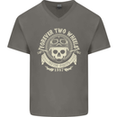 Forever Two Wheels Motorbike Biker Mens V-Neck Cotton T-Shirt Charcoal