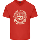 Forever Two Wheels Motorbike Biker Mens V-Neck Cotton T-Shirt Red