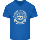 Forever Two Wheels Motorbike Biker Mens V-Neck Cotton T-Shirt Royal Blue