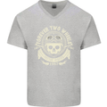 Forever Two Wheels Motorbike Biker Mens V-Neck Cotton T-Shirt Sports Grey