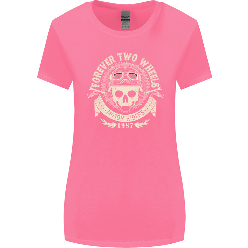 Forever Two Wheels Motorbike Biker Womens Wider Cut T-Shirt Azalea