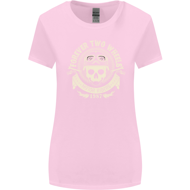 Forever Two Wheels Motorbike Biker Womens Wider Cut T-Shirt Light Pink