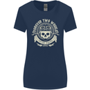 Forever Two Wheels Motorbike Biker Womens Wider Cut T-Shirt Navy Blue