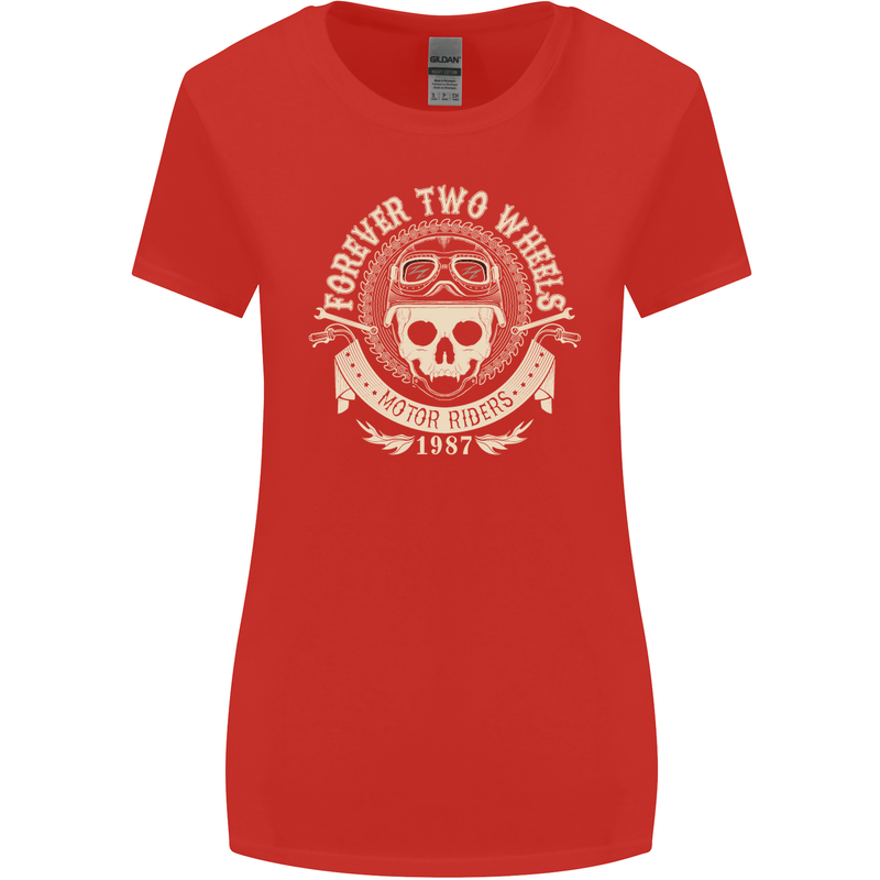 Forever Two Wheels Motorbike Biker Womens Wider Cut T-Shirt Red