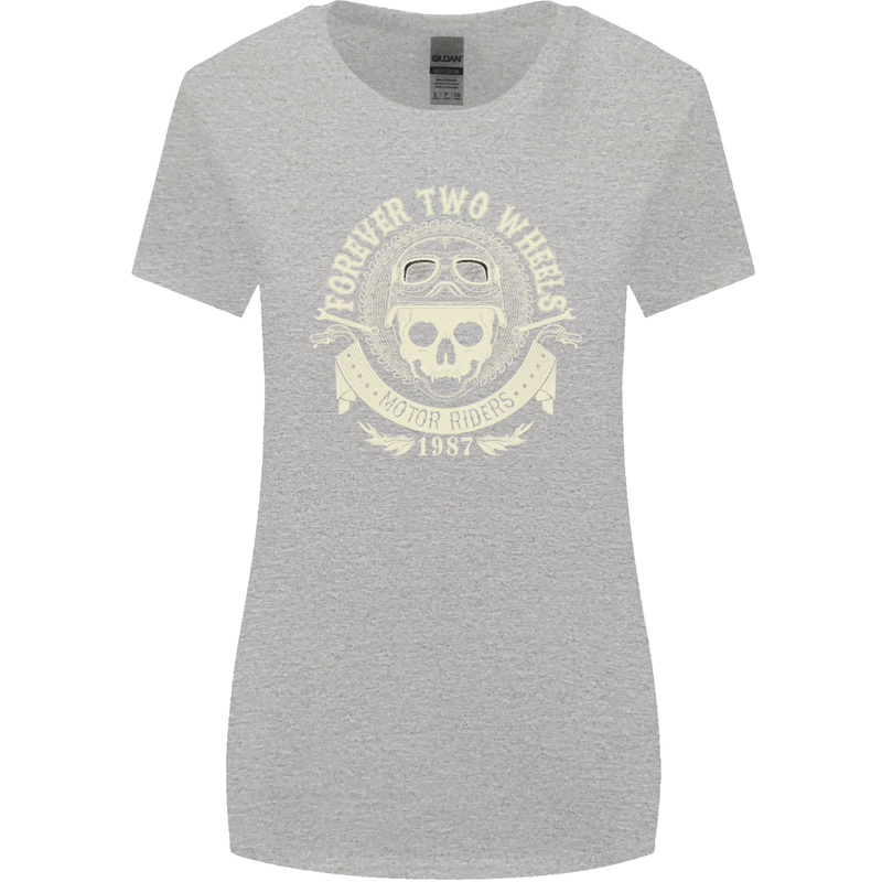 Forever Two Wheels Motorbike Biker Womens Wider Cut T-Shirt Sports Grey
