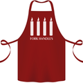 Four Candles Fork Handles Funny Two Ronnies Cotton Apron 100% Organic Maroon