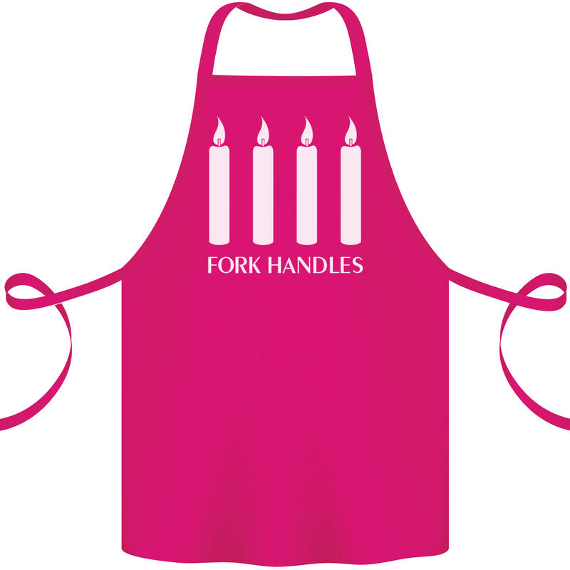 Four Candles Fork Handles Funny Two Ronnies Cotton Apron 100% Organic Pink