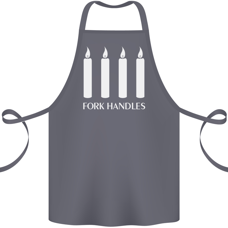 Four Candles Fork Handles Funny Two Ronnies Cotton Apron 100% Organic Steel