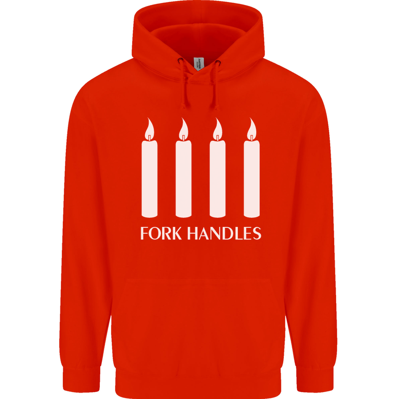 Four Candles Fork Handles Funny Two Ronnies Mens 80% Cotton Hoodie Bright Red
