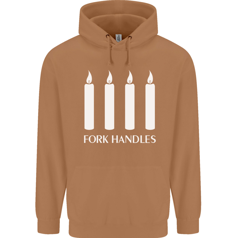 Four Candles Fork Handles Funny Two Ronnies Mens 80% Cotton Hoodie Caramel Latte