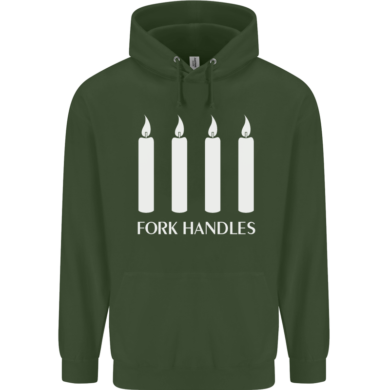 Four Candles Fork Handles Funny Two Ronnies Mens 80% Cotton Hoodie Forest Green