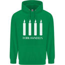 Four Candles Fork Handles Funny Two Ronnies Mens 80% Cotton Hoodie Irish Green