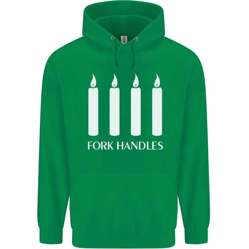 Four Candles Fork Handles Funny Two Ronnies Mens 80% Cotton Hoodie Irish Green