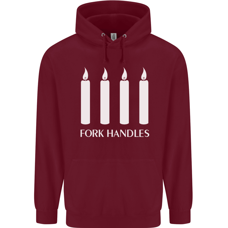 Four Candles Fork Handles Funny Two Ronnies Mens 80% Cotton Hoodie Maroon