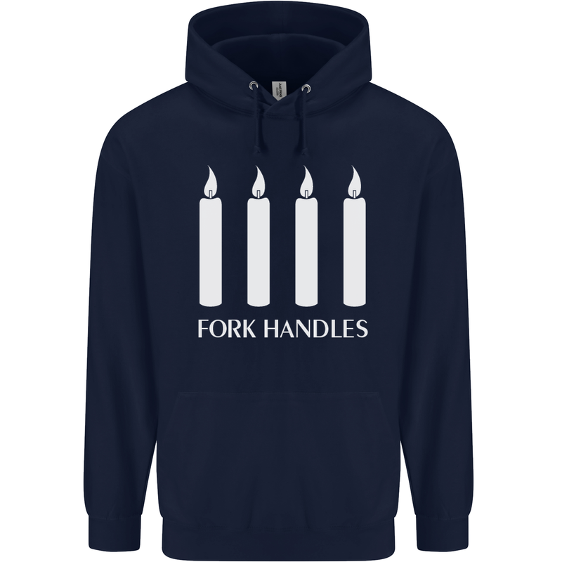 Four Candles Fork Handles Funny Two Ronnies Mens 80% Cotton Hoodie Navy Blue
