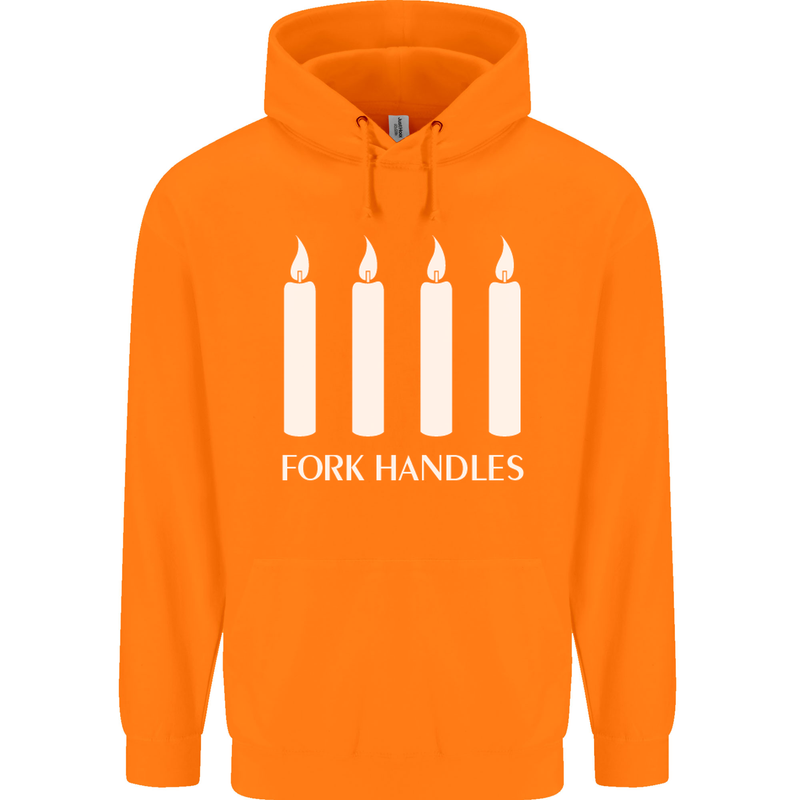 Four Candles Fork Handles Funny Two Ronnies Mens 80% Cotton Hoodie Orange