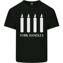 Four Candles Fork Handles Funny Two Ronnies Mens Cotton T-Shirt Tee Top Black