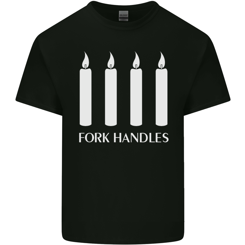 Four Candles Fork Handles Funny Two Ronnies Mens Cotton T-Shirt Tee Top Black