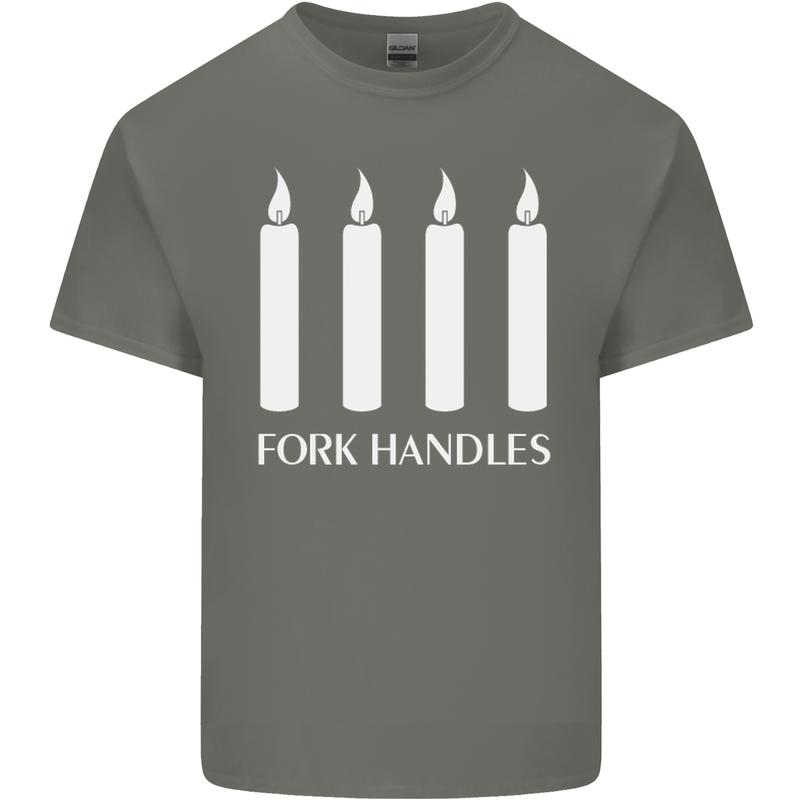 Four Candles Fork Handles Funny Two Ronnies Mens Cotton T-Shirt Tee Top Charcoal