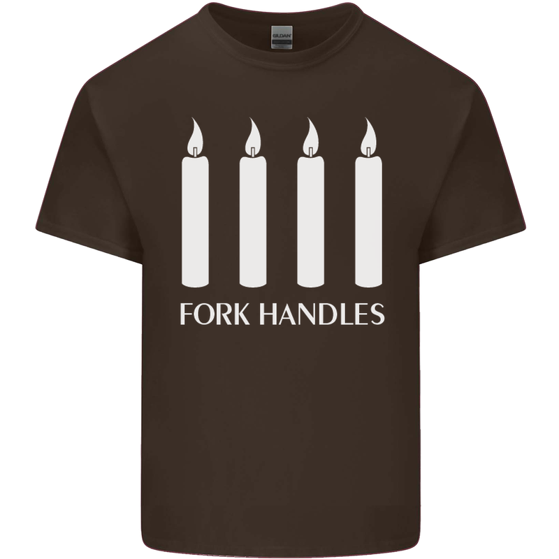 Four Candles Fork Handles Funny Two Ronnies Mens Cotton T-Shirt Tee Top Dark Chocolate