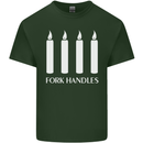 Four Candles Fork Handles Funny Two Ronnies Mens Cotton T-Shirt Tee Top Forest Green