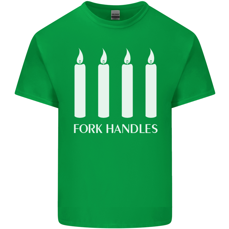 Four Candles Fork Handles Funny Two Ronnies Mens Cotton T-Shirt Tee Top Irish Green
