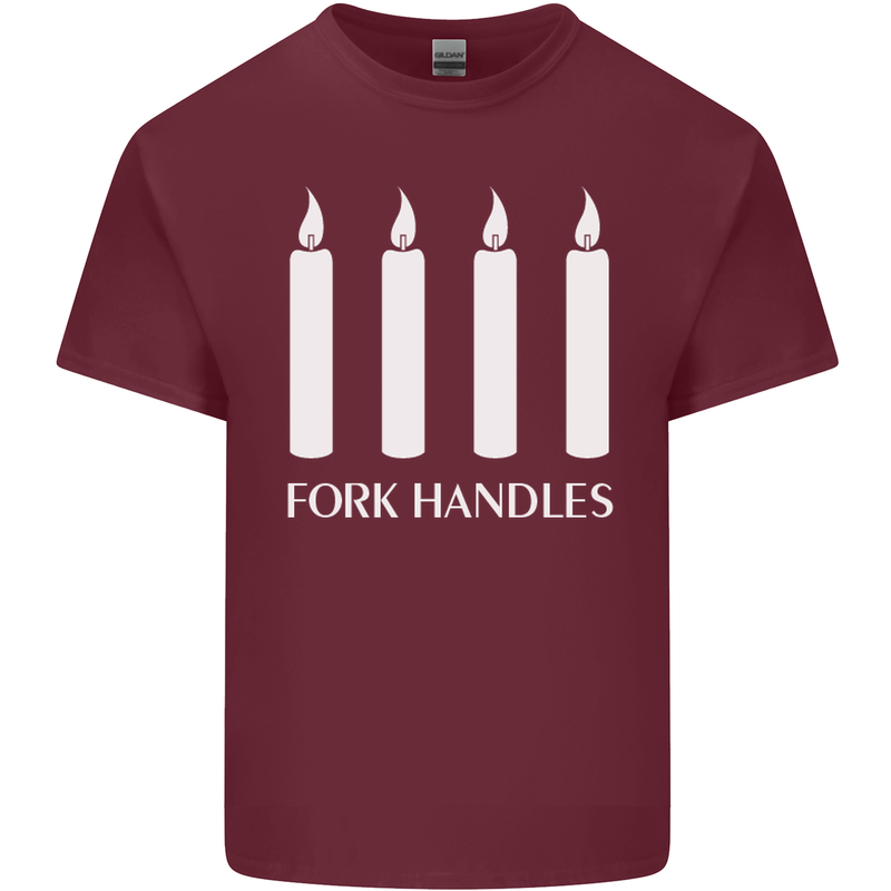Four Candles Fork Handles Funny Two Ronnies Mens Cotton T-Shirt Tee Top Maroon