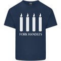 Four Candles Fork Handles Funny Two Ronnies Mens Cotton T-Shirt Tee Top Navy Blue