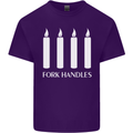 Four Candles Fork Handles Funny Two Ronnies Mens Cotton T-Shirt Tee Top Purple