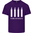 Four Candles Fork Handles Funny Two Ronnies Mens Cotton T-Shirt Tee Top Purple