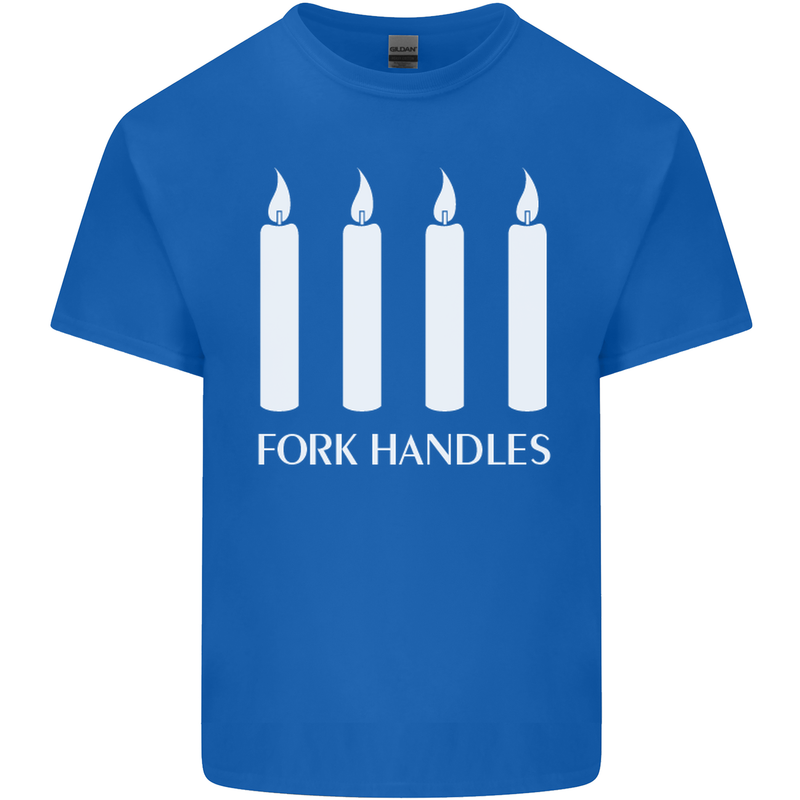 Four Candles Fork Handles Funny Two Ronnies Mens Cotton T-Shirt Tee Top Royal Blue