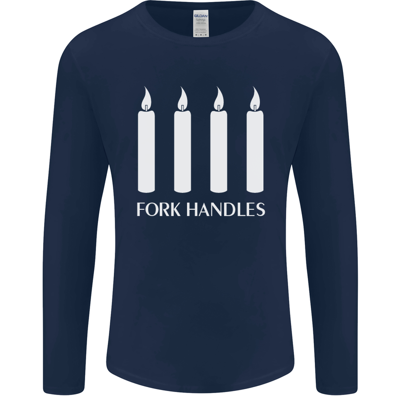 Four Candles Fork Handles Funny Two Ronnies Mens Long Sleeve T-Shirt Navy Blue