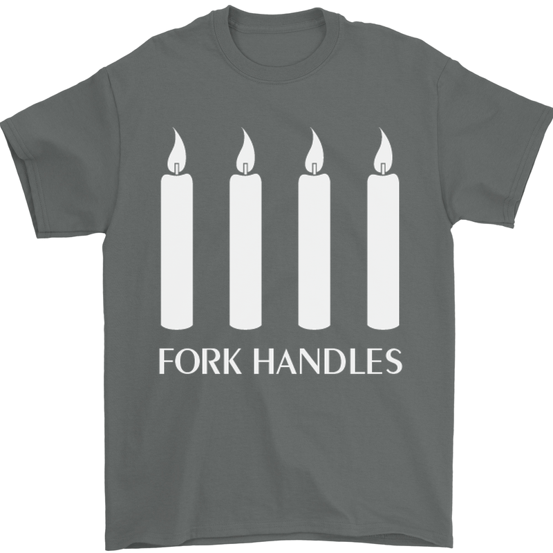 Four Candles Fork Handles Funny Two Ronnies Mens T-Shirt Cotton Gildan Charcoal